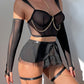 Sexy See-Through Mesh Skirt Uniform Lingerie Set With Gloves