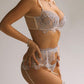 Sexy Flower Lace Mesh Splicing Transparent Sex Set