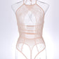 Sexy Lace Mesh Openwork Halter Bodysuit