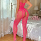 Sexy Jacquard Mesh Open-crotch Bodysuit