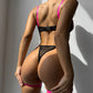 Sexy Two-Color Shoulder Strap Splicing Hollow Strap Fun Suit