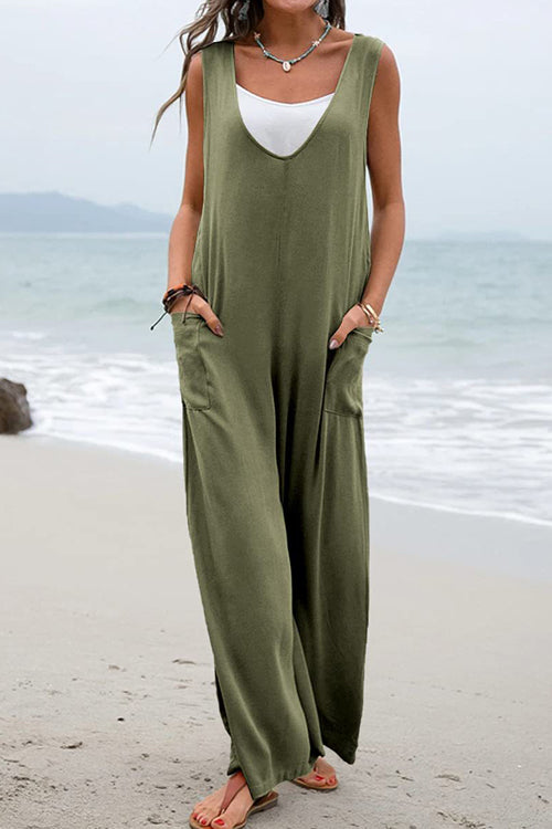 Rakkiss™ Fashion Casual V-Neck Pocket Jumpsuit