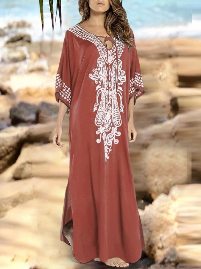 Vintage Lace-Up Resort Dress