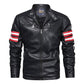 Men's Side Stripe Motorcycle Leather Jacket