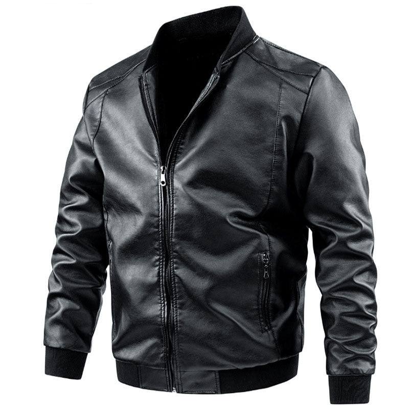 Zipper Collar Leather Jacket