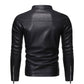 Men's slim plus size leather jacket with hidden pockets