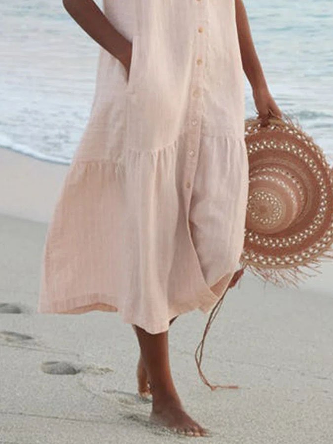 Casual Solid Color Sleeveless Dress