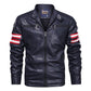 Men's Side Stripe Motorcycle Leather Jacket