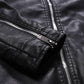 Men's slim plus size leather jacket with hidden pockets