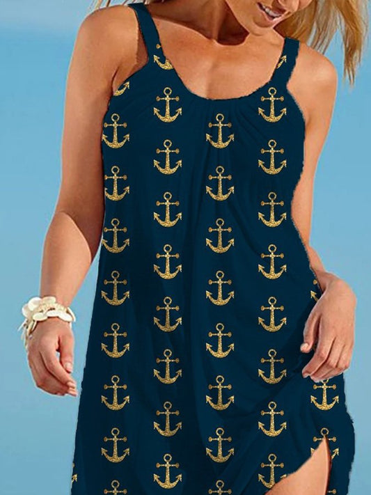 Sailor Print Sexy Sling Beach Dress