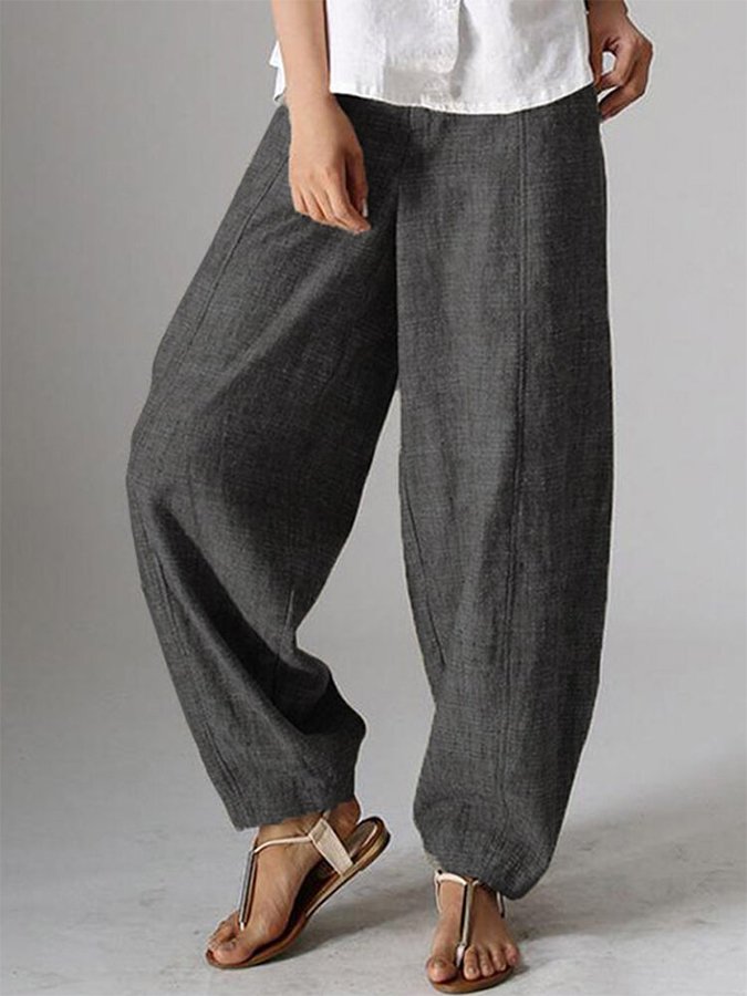 Women's Casual Solid Color Baggy Pockets Harem Pants