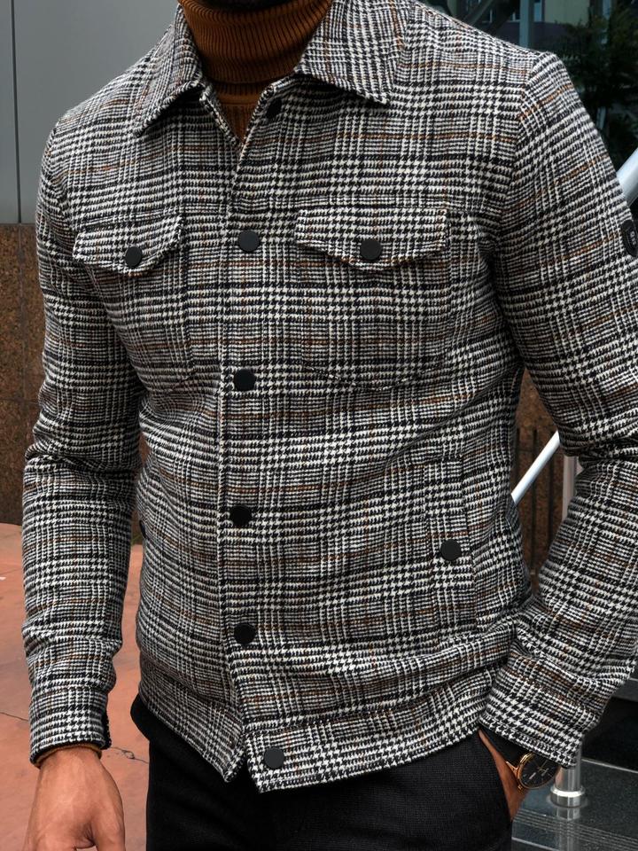 Men's Jacket Male 2021 Slim Casual Fashion Autumn Plaid Men's Outer Jacket