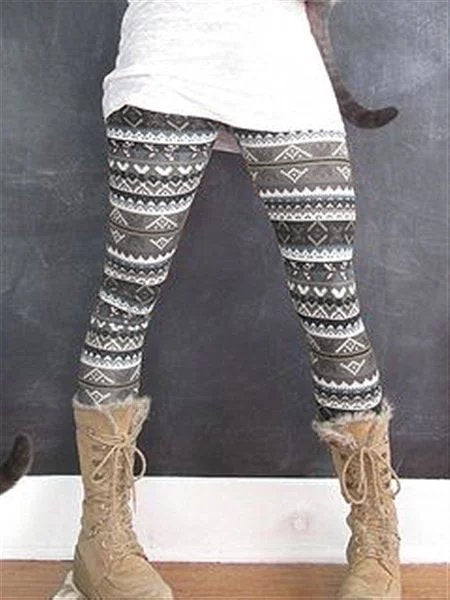 Retro Print Freizeithosen im Herbst&Winter