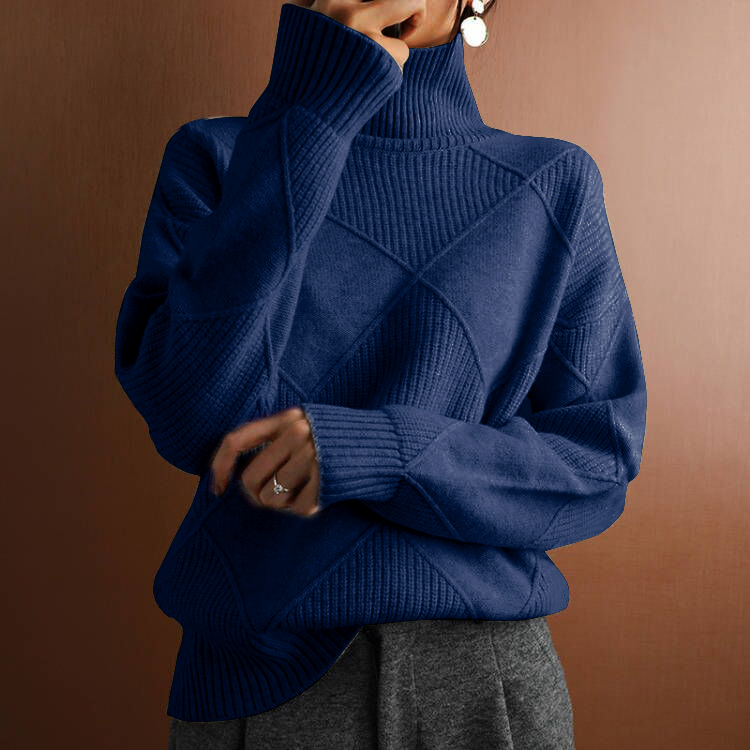 Turtleneck loose lozenge long-sleeved winter sweater