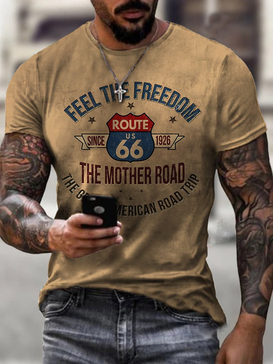 Mens Fashion Route 66 T-shirt