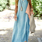 Women's Solid Color Fashion Casual V-Neck Sleeveless Dress Long Dress