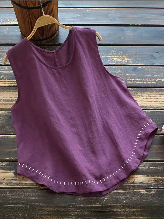 Women's Vintage Round Neck Casual Vest