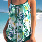 Floral Print Bowknot Green Tankini Set