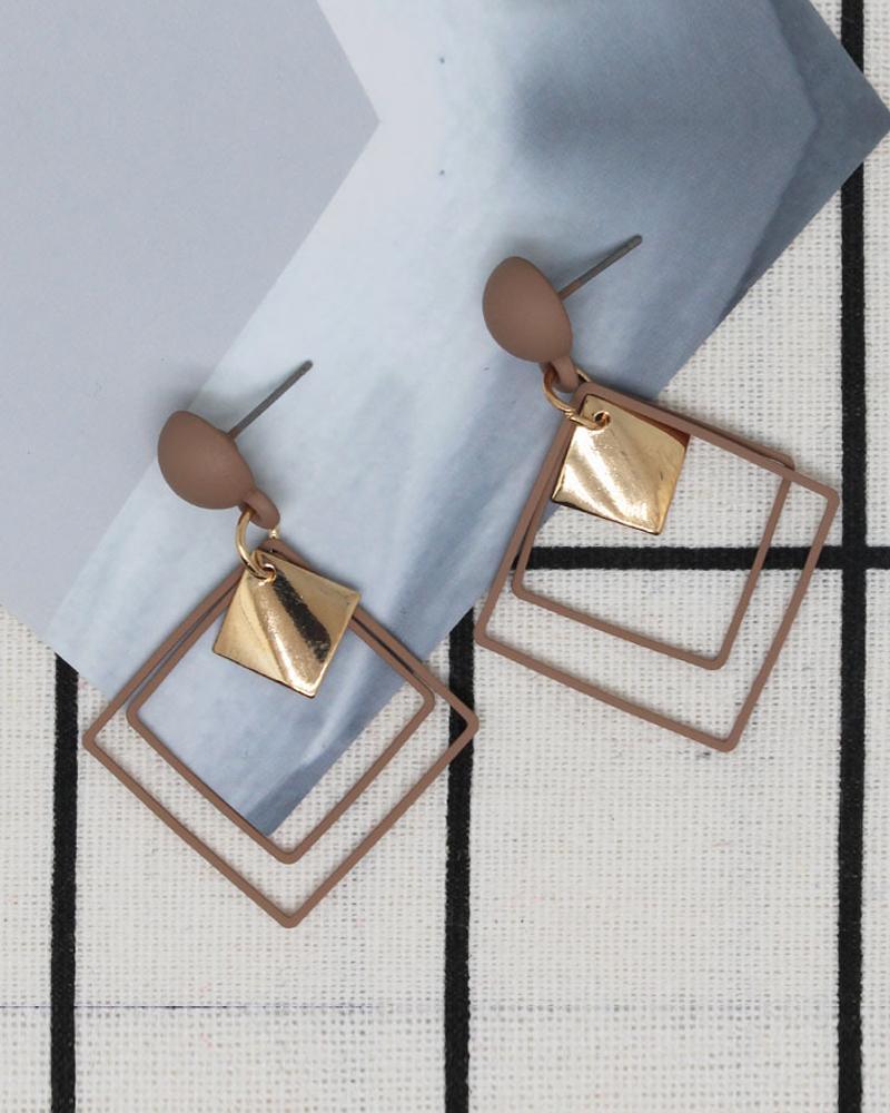 Rhombus Shaped Alloy Earrings