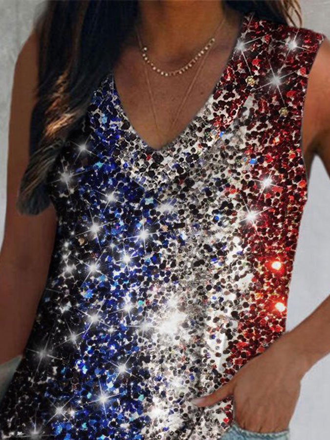 Star Stripe Print Tank Top