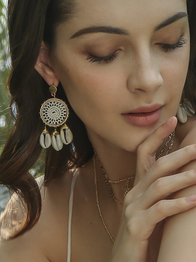 Vintage Conch Circle Earrings