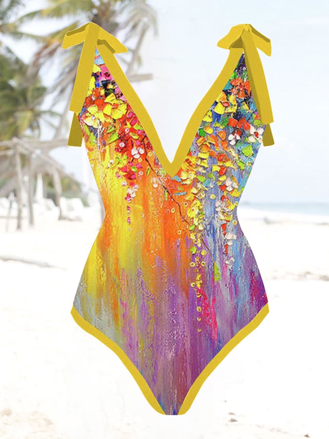 Floral Print Swimsuit And Apron