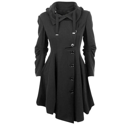 Elegant Single-Breasted Black Gothic Coat