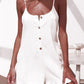 Women's Solid Color Button Suspenders Ruffled Suspender Jumpsuit