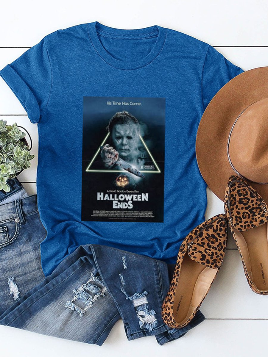 Women&#039;s Halloween Funny Pumpkin Killing Print T-Shirt