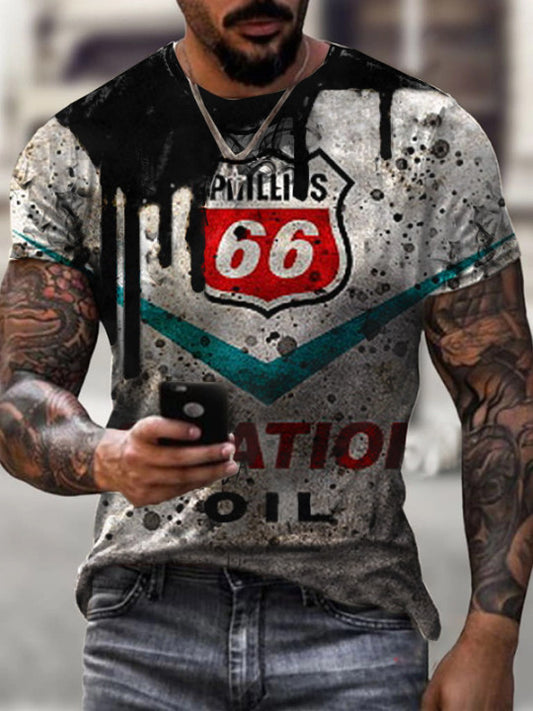 Mens Vintage Motor Oil Badge Printed T-shirt