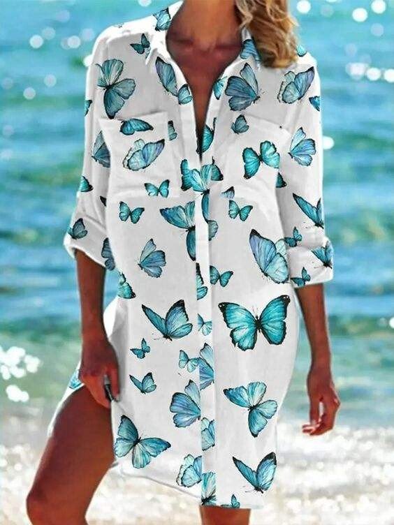 Women's Butterflies Print Casual Blouse