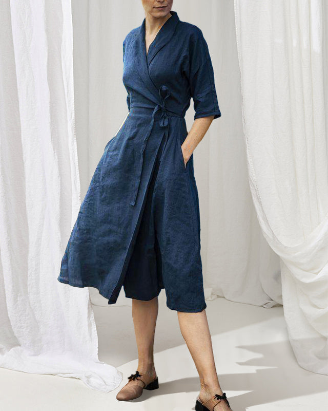 Elegant Vintage Lapel collar Medium Dress