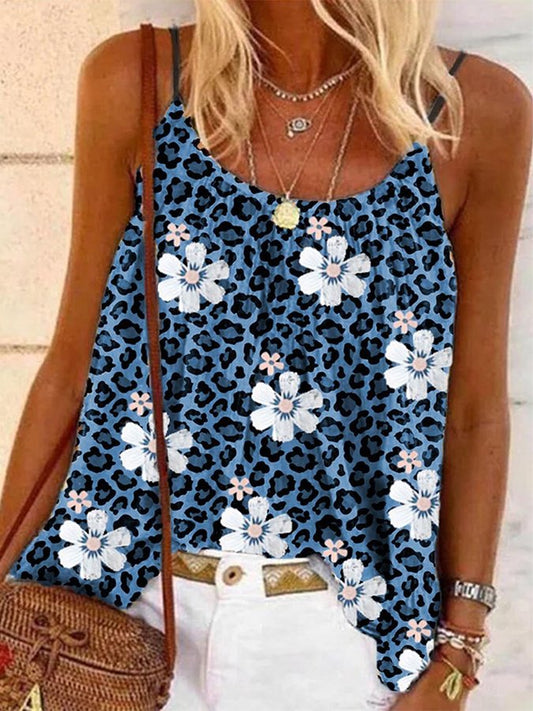 Loose Casual Leopard Suspender T-Shirt