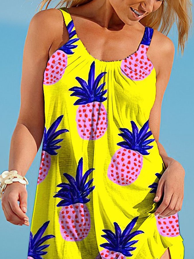 Pineapple Print Slip Dress