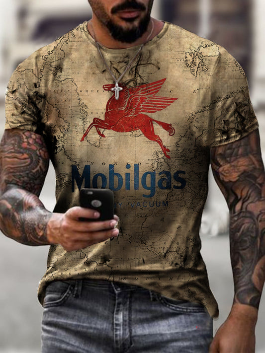 Engine oil print casual T-shirt