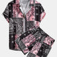 Paisley Print Button Up Shirt #Random Pattern Design# & Shorts