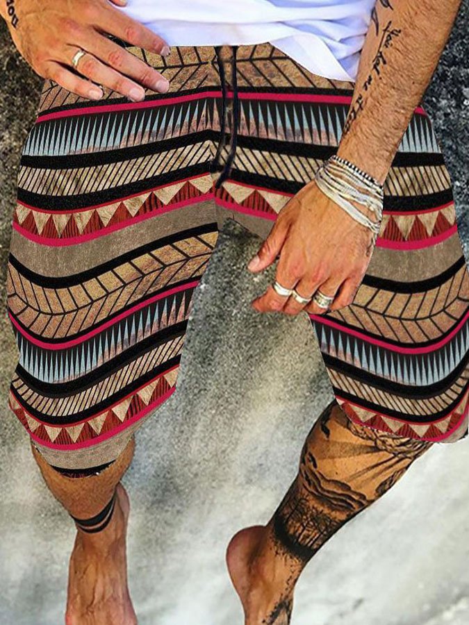 Retro Print Casual Men's Five Points pants