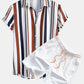 Colored Striped Print Shirt & Swim Shorts