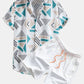 Geometric Print Shirt & Swim Shorts