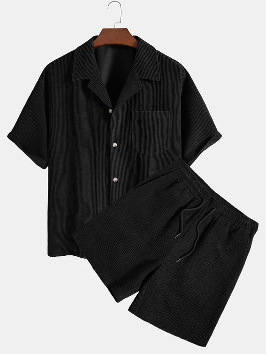 Short Sleeve Corduroy Boxy Shirt & Corduroy Shorts