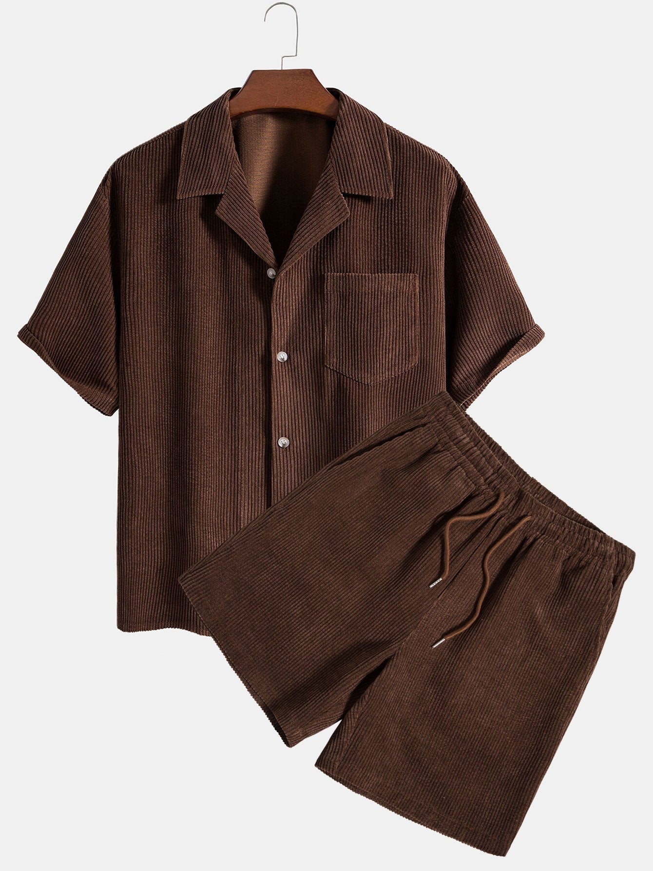 Short Sleeve Corduroy Boxy Shirt & Corduroy Shorts