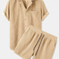 Corduroy Short Sleeved Revere Collar Shirt & Corduroy 5" Shorts