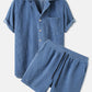 Corduroy Short Sleeved Revere Collar Shirt & Corduroy 5" Shorts