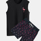 Flamingo Print Tank Top & Flamingo Print Swim Shorts