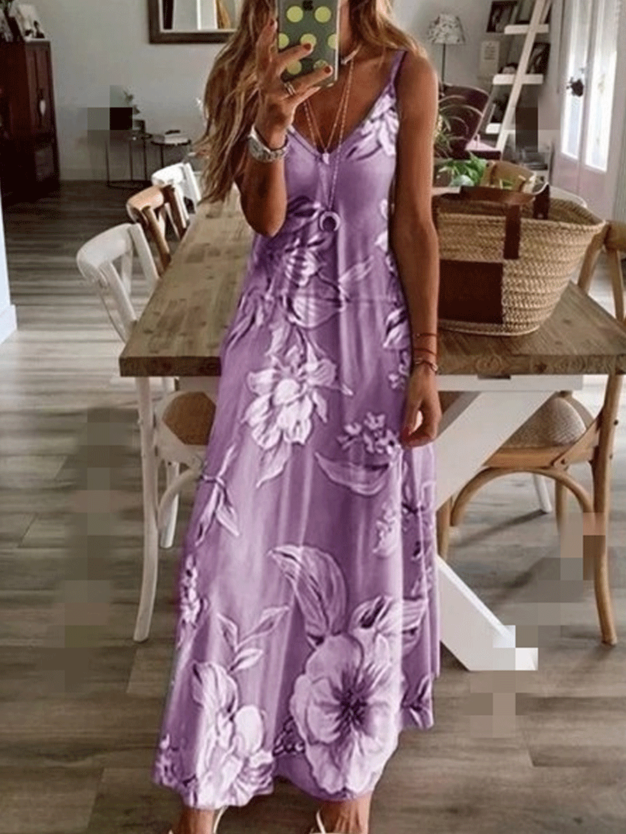 Slim Long Flower Strapless Dress