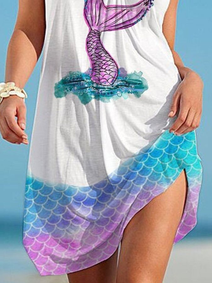 Mermaid Print Beach Dress