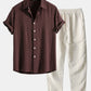 Linen Rayon Blend Button Up Shirt & Straight Leg Linen Pants