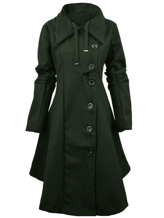 Elegant Single-Breasted Black Gothic Coat