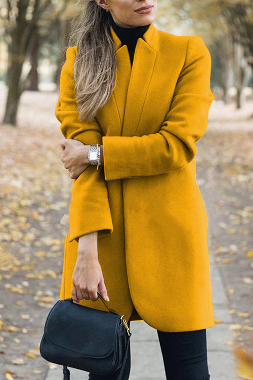 Fashion Chic Solid Color Stand Collar Coat