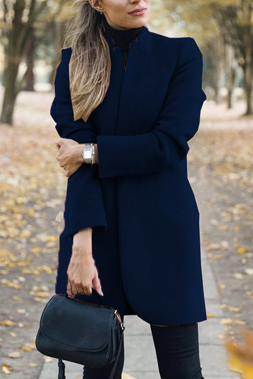 Fashion Chic Solid Color Stand Collar Coat